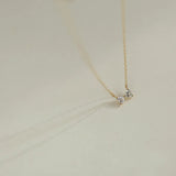 Sweet Bowknot Necklace 925 Sterling Silver 14K Plated Clavicle Chain