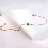 Mini Green Zircon Charm Bracelet 925 Silver Chain Women's Jewelry