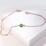 Mini Green Zircon Charm Bracelet 925 Silver Chain Women's Jewelry