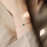 Mini Green Zircon Charm Bracelet 925 Silver Chain Women's Jewelry