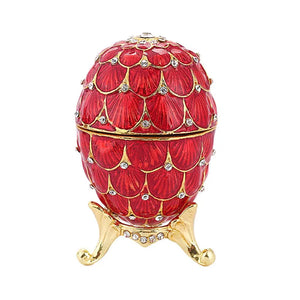 Enamel Rhinestone Easter Egg Jewelry Container Box Wedding Ring Storage