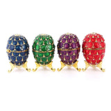 Enamel Rhinestone Easter Egg Jewelry Container Box Wedding Ring Storage