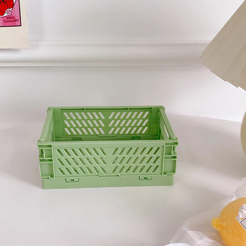 Mini Fold Plastic Basket Box 15*9.8*10cm Home Organizing Bin