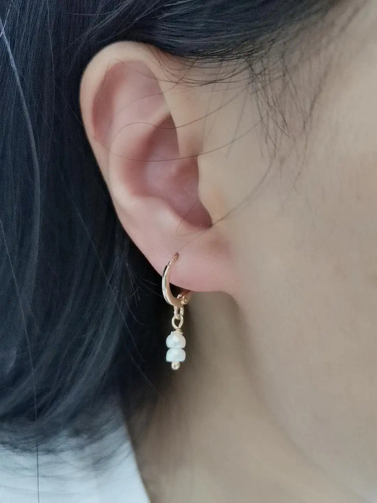 Freshwater Pearls Earrings 14K Filled Vintage Hoop Earrings