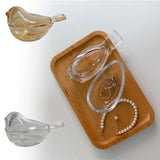 Mini Glass Bird Jewelry Storage Box Rings Earrings Necklace Storage