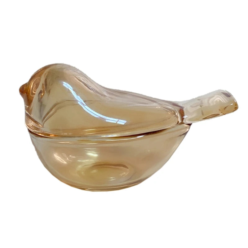 Mini Glass Bird Jewelry Storage Box Rings Earrings Necklace Storage