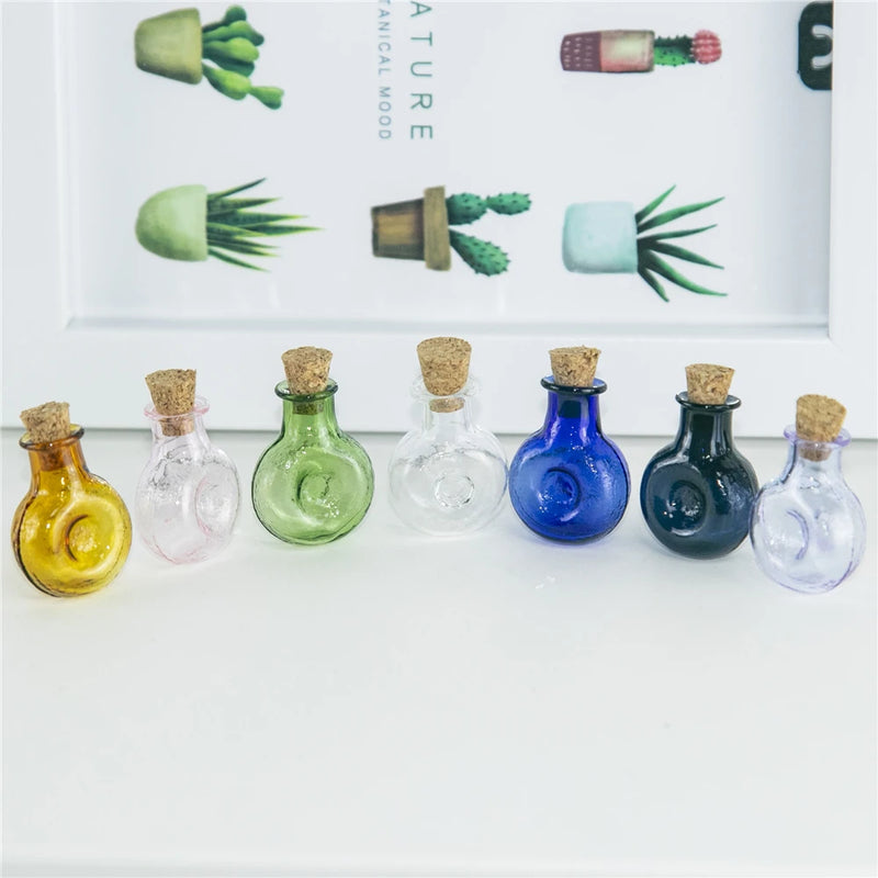 Mini Glass Flask Bottles Pendant Mix 7Colors Crafts Perfume Vials