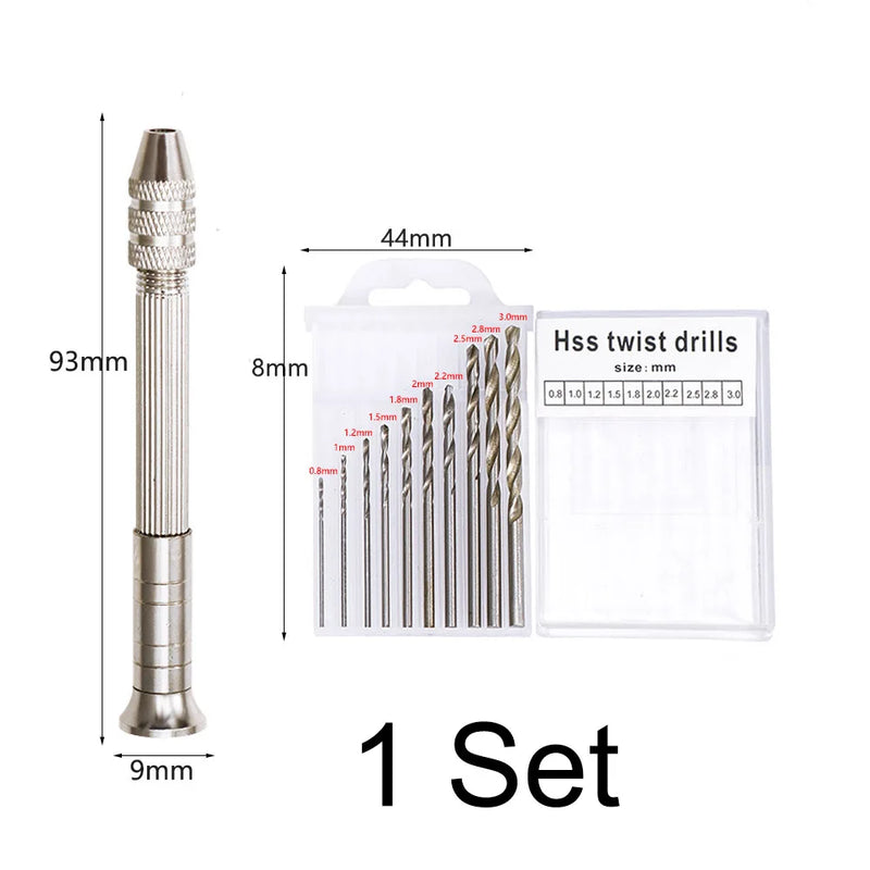 Mini Hand Drill Precision Tool With 10pc Drill Bits for Resin Jewelry Making