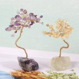 Natural Stone Pink Crystal Citrine Tree of Life Home Decoration