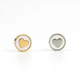 Heart and Cross Shell Inset Round Charms Pendant, 10pcs