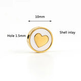 Heart and Cross Shell Inset Round Charms Pendant, 10pcs