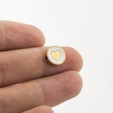 Heart and Cross Shell Inset Round Charms Pendant, 10pcs