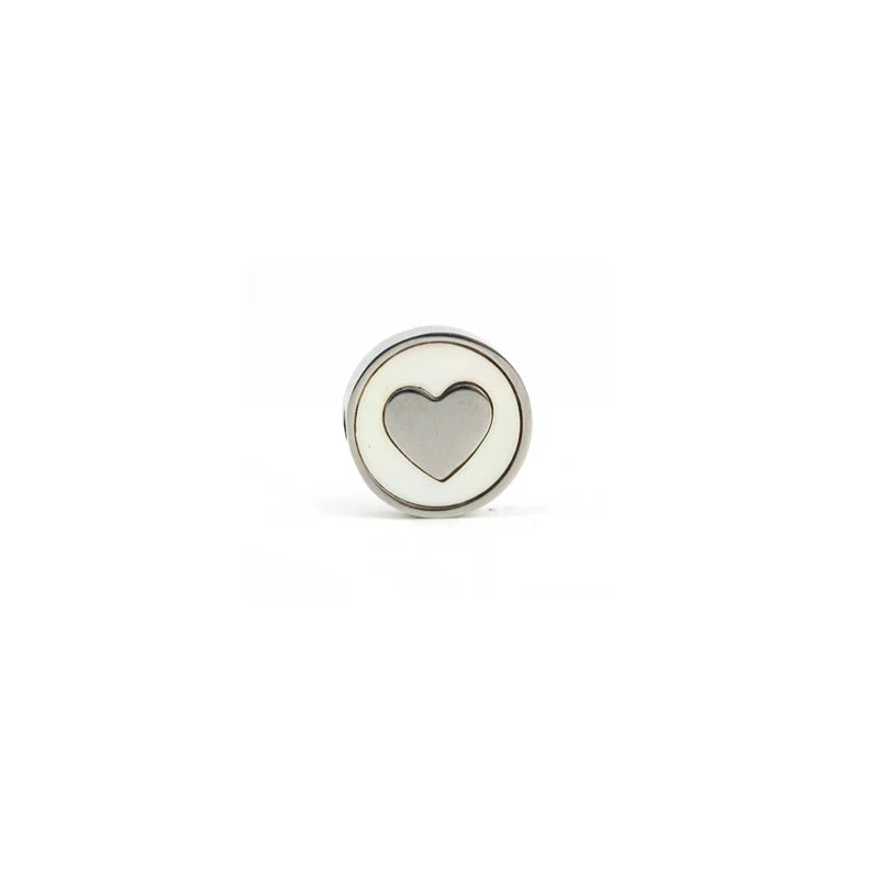 Heart and Cross Shell Inset Round Charms Pendant, 10pcs