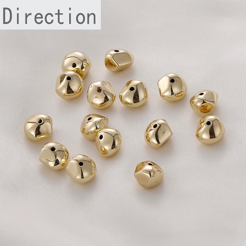 Irregular Golden Peas Straight Hole Resin Jewelry Material