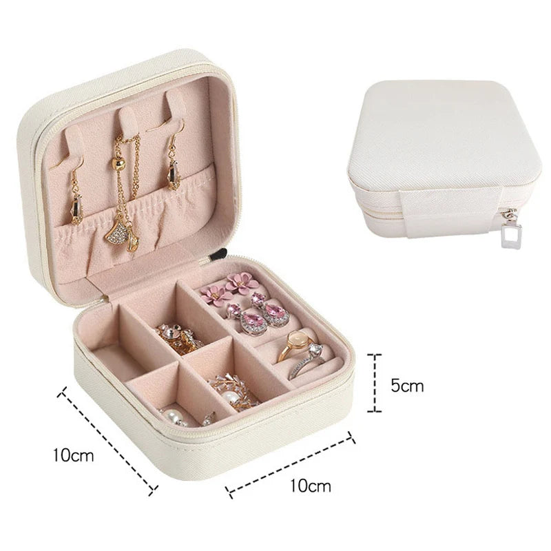 Mini Jewelry Box Organizer Display Travel Jewelry Zipper Case Boxes