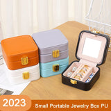 Mini Jewelry Box Organizer Display Travel Jewelry Zipper Case Boxes with Mirror