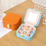 Mini Jewelry Box Organizer Display Travel Jewelry Zipper Case Boxes with Mirror