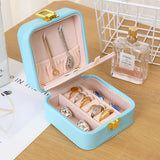 Mini Jewelry Box Organizer Display Travel Jewelry Zipper Case Boxes with Mirror