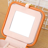 Mini Jewelry Box Organizer Display Travel Jewelry Zipper Case Boxes with Mirror