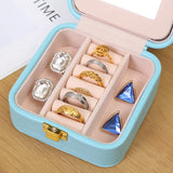 Mini Jewelry Box Organizer Display Travel Jewelry Zipper Case Boxes with Mirror