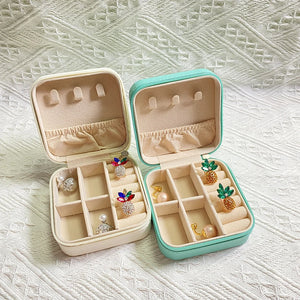 Mini Jewelry Box Organizer PU Leather Earrings Necklace Ring Jewelry Box