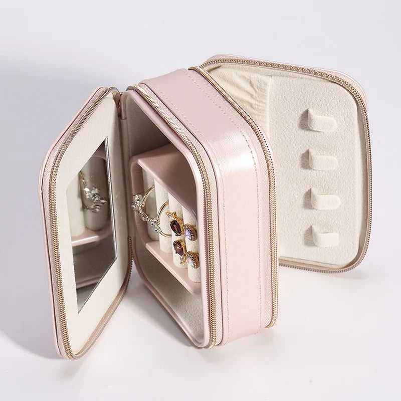 Mini Jewelry Display Case Ring Box Portable Organizer