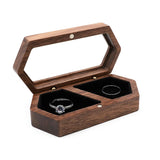 Walnut Wood Jewelry Organizer Box for Rings and Earrings