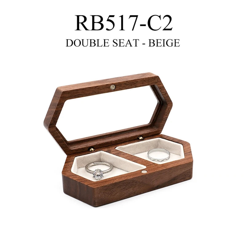 Walnut Wood Jewelry Organizer Box for Rings and Earrings