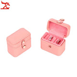 Mini Leather Lady Ring Jewelry Travel Case Pink Gift Bag