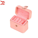 Mini Leather Lady Ring Jewelry Travel Case Pink Gift Bag