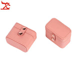 Mini Leather Lady Ring Jewelry Travel Case Pink Gift Bag