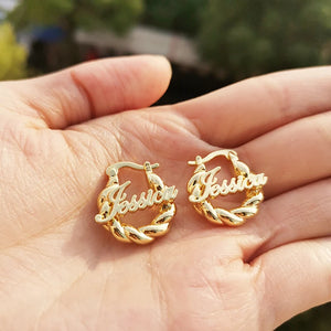 Personalized Name Mini Hoop Earrings 18mm for Kids