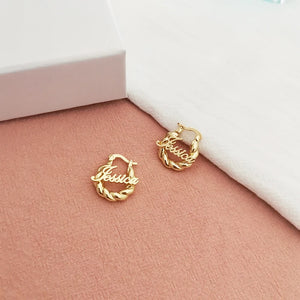 Personalized Name Mini Hoop Earrings 18mm for Kids