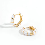 Enamel Rainbow Round Circle Hoop Earrings for Women Colorful Huggie Hoops