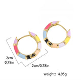Enamel Rainbow Round Circle Hoop Earrings for Women Colorful Huggie Hoops