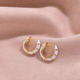 Enamel Rainbow Round Circle Hoop Earrings for Women Colorful Huggie Hoops