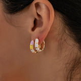 Enamel Rainbow Round Circle Hoop Earrings for Women Colorful Huggie Hoops