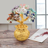 Mini Lucky Money Tree Amethyst Crystal Chip Bonsai Style For Wealth Feng Shui