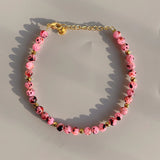 Natural Pink Stone Beaded Bracelet for Couples
