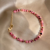 Natural Pink Stone Beaded Bracelet for Couples