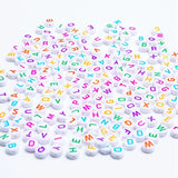 500PCs 4*7MM Acrylic Letter Beads A-Z Neon Alphabet Initial Beads
