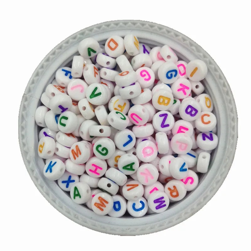 500PCs 4*7MM Acrylic Letter Beads A-Z Neon Alphabet Initial Beads