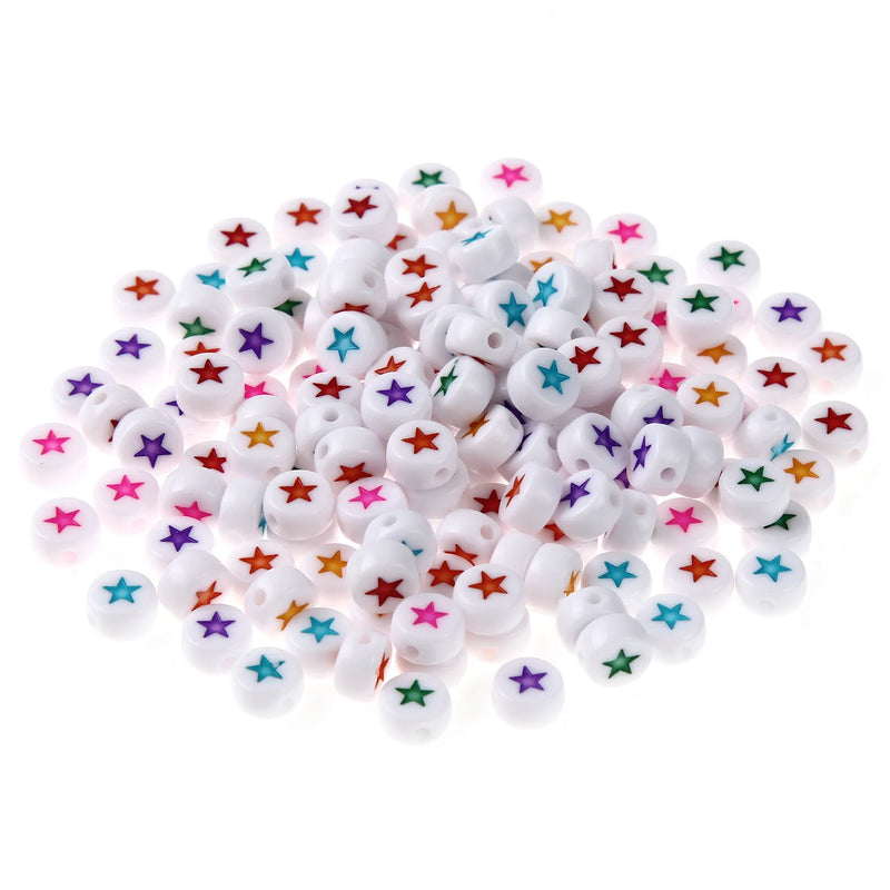 4*7mm Flat Coin Round Acrylic Stars Beads - 500pcs