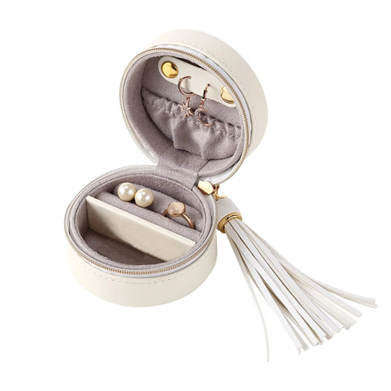 Mini PU Leather Jewelry Case Necklace Ring Earrings Display Storage Case