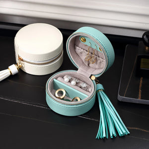 Mini PU Leather Jewelry Case Necklace Ring Earrings Display Storage Case