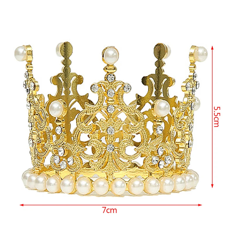 Mini Pearl Crown Silver Small Size Pearl Tiara Princess Topper Hair Crown