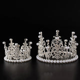 Mini Pearl Crown Silver Small Size Pearl Tiara Princess Topper Hair Crown