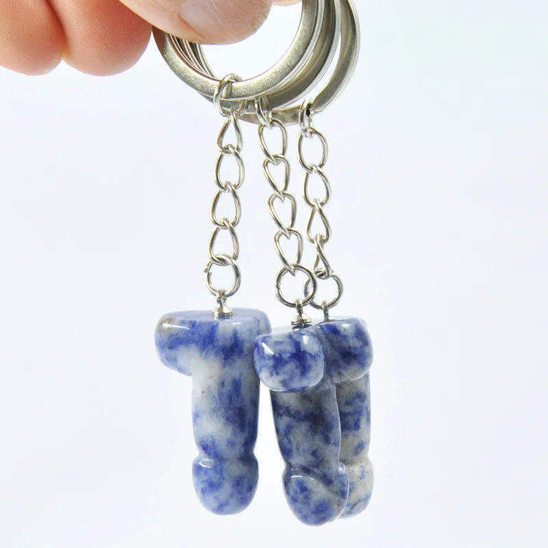 Mini Penis Stone Pendant Keychain Hand Carved Phallus Polished