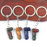 Mini Penis Stone Pendant Keychain Hand Carved Phallus Polished
