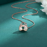 925 Silver Chrysoprase Ruyi Safe Lock Pendant Necklace